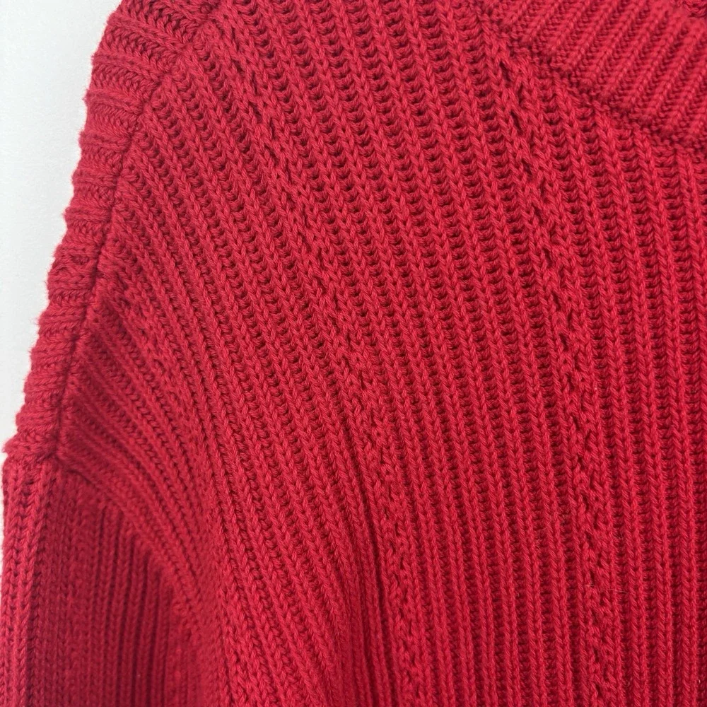 NWT VTG Deadstock Chaps Ralph Lauren Red Holiday Knit‎ Sweater 100% Cotton Sz L
